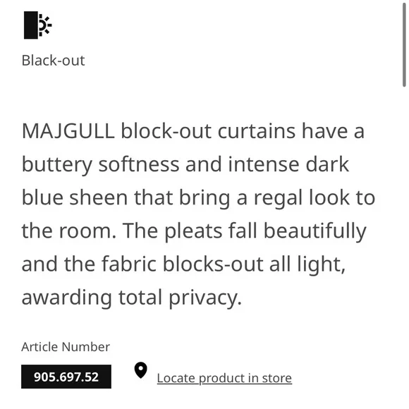 NWT IKEA MAJGULL Dark Blue Curtains - 2 Pairs available (4 panels total) - Picture 7 of 11